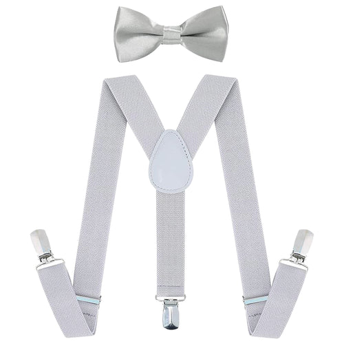 Grey Suspenders & Bow Tie